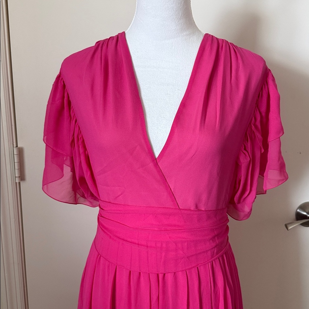 GUCCI Silk Georgette Long Dress Fuchsia